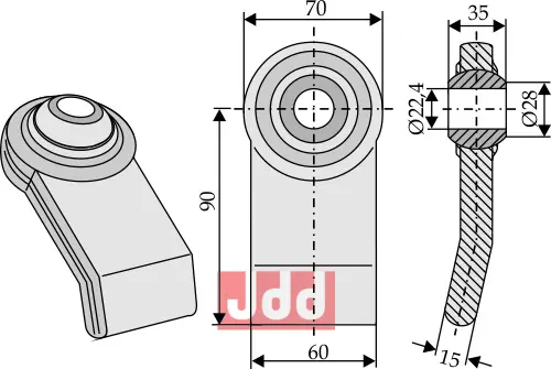 Løftearms ende for påsveising - JDD Utstyr