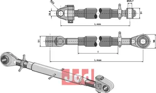 Topplink M36x3 Lengde 640-860mm, M36x3
