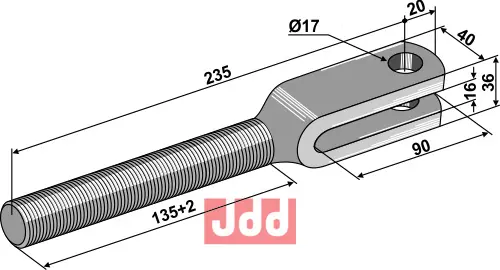 Gaffel for spindel M 24x3 venstre gjenge - JDD Utstyr