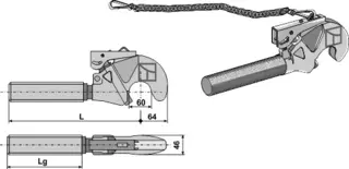 Top hook M36x3 til Ford M36x3, 330mm, 210mm, Kategori III