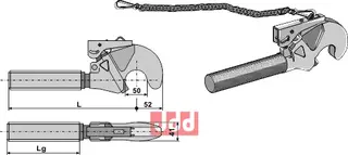Topphook M30x3,5 til Fendt M30x3,5, max 120 PS, Kategori II