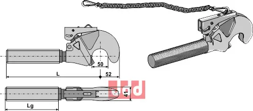 Toppstags ende for hurtig kobler  M30x3 - JDD Utstyr