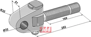 Svingbar overlenke M36x4 til Deutz-Fahr M36x4, max 200 PS, Type: Høyre