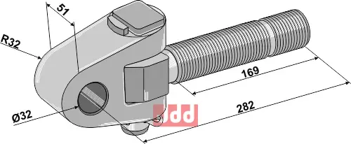 Toppstags ende med kryssledd  M36x4 - JDD Utstyr