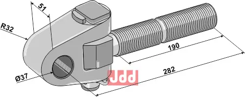 Toppstags ende med kryssledd  M36x3 - JDD Utstyr