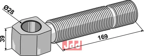 Artikulert spindel Ø28 M36x4, høyre gjenge