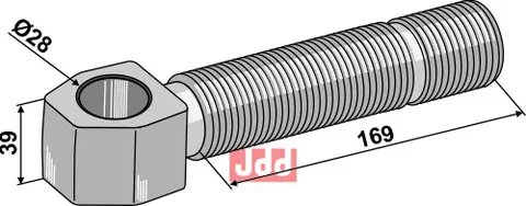 Artikulerende spindel Ø28 M36x4, linksgewinde