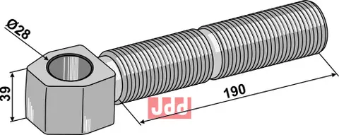 Artikulerende spindel Ø28 M36x3, høyre gjenge