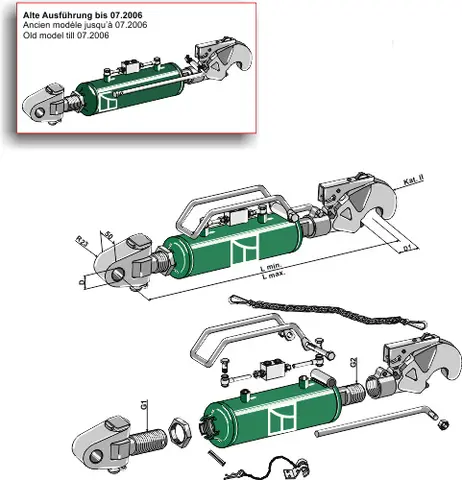 Kat. II Toppstagkrok L 590-830 mm