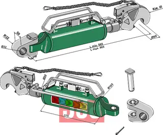 Hydraulisk topstang m. klo og kryssledd