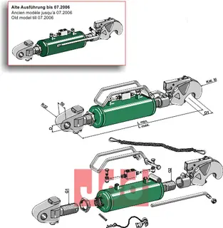 Hydraulisk topstang m. klo og kryssledd John Deere