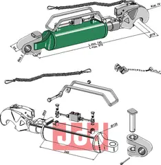 Hydraulisk topstang m. klo og kryssledd