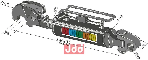 Hydraulisk topstang m. klo og kryssledd - JDD Utstyr