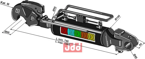 Hydraulisk topstang m. klo og kryssledd - JDD Utstyr