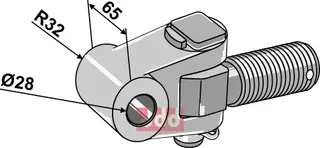 Toppstags ende med kryssledd traktorside M36x3