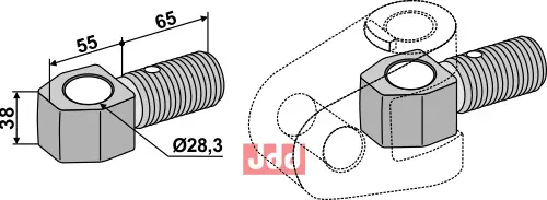 Spindel for topstangs led - M36x3 - JDD Utstyr
