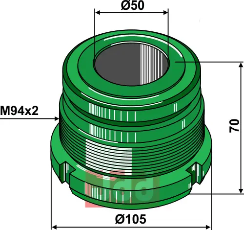 Top omløper for cylinder 90/50 - JDD Utstyr