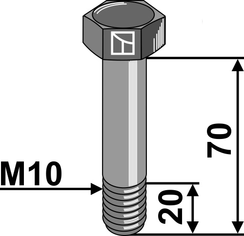 Bolt for hydrauliske toppstag M10, tilbehør for toppstag