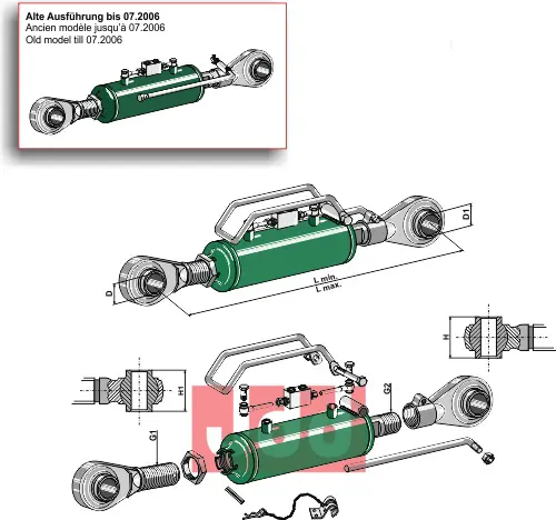 Hydraulisk topstang m. kuleender - JDD Utstyr