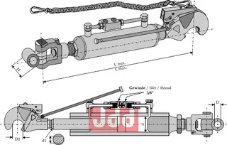 Hydraulisk topstang m. klo og kryssledd Fiat/New Holland