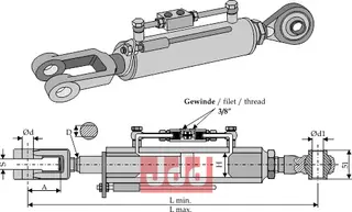 Hydraulisk spindel med gaffel og kule 850