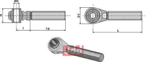 Herdet stang for toplenk M30x3,5 M30x3,5, 110mm lengde, kategori I