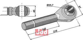 Herdede topplenker M36x4 M36x4, 145 mm lengde