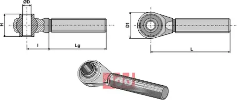 Herdet topplenke M36x3 Ball end høyde 51 mm, bredde 98 mm
