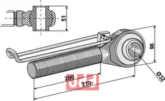 Toppstags ende med kule  M42x3 - 200