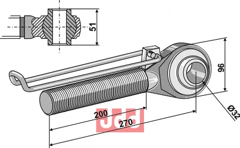 Toppstags ende med kule  M42x3 - 200