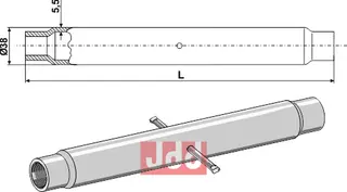 Rør M24x2,5 Ø38mm, 120mm lengde