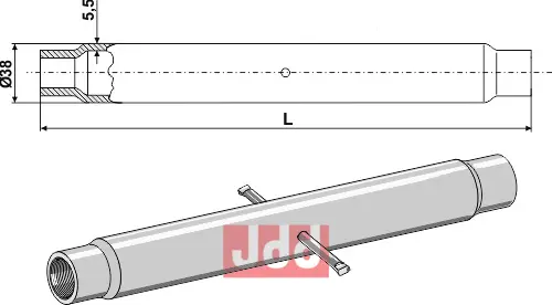 Rør for topstang  M24x2,5 - JDD Utstyr