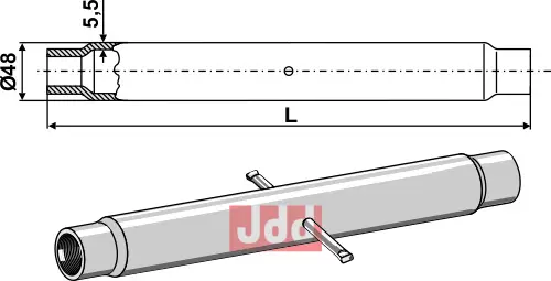 Rør for topstang  M30x3 - JDD Utstyr