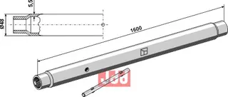Rør M30x3,5 til ukjent merke Lengde 1600mm, Ø48mm, tykkelse 5,5mm