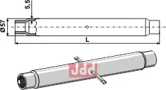 Rør for topstang  M 40 x 3 - JDD Utstyr