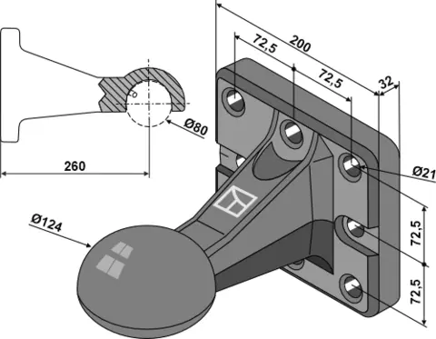 Trekkøye TÜV L 322 mm