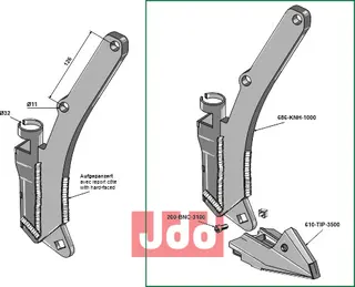 Holder for skjærSpiss Seed Hawk/Bourgault