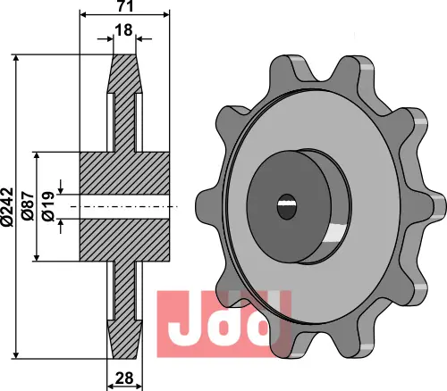 Kjedehjul Ø242 - JDD Utstyr