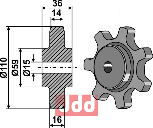 Kjedehjul Ø110 - JDD Utstyr