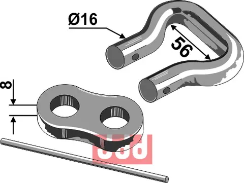 Kobling sjakkeltype Ø16 Passer til kjede 16 x 56
