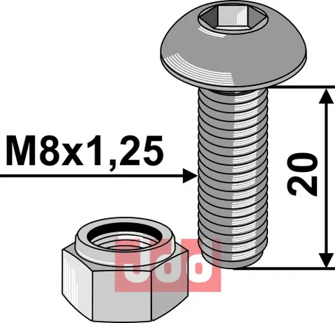 Skrue M8x1,25 til Köckerling Lengde: 20mm, Kvalitet: 10.9