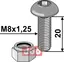 Skrue M8x1,25 til Köckerling Lengde: 20mm, Kvalitet: 10.9