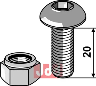 Umbracobolt M12x20 - 10.9 m. Låsemutter