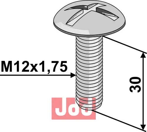 Bræddebolt - M12x1,75x30 - 8.8 - JDD Utstyr