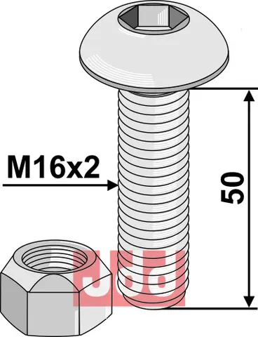 Umbracobolt M16x2x50 - 10.9 m. Låsemutter