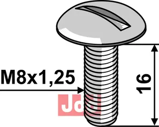 Bræddebolt M8x1,25x16 - 8.8 galvanisert