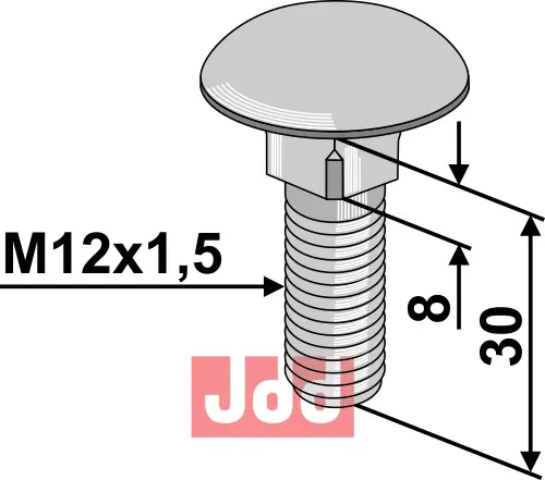 Bræddebolt M12x1,5x30 - 8.8 - JDD Utstyr