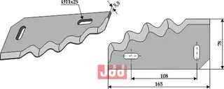 Fôrblanderkniv venstre til Gilioli Hole: 11x25, L: 165 mm