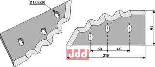 Fôrblanderkniv til Sgariboldi Hole: 13,5x20, Lengde: 210mm