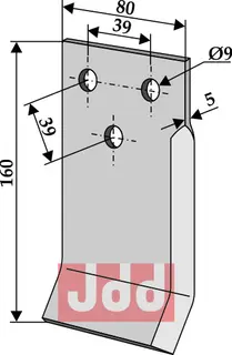 Fôrblanderkniv til AGM/Sitrex Lengde 160mm, hullavstand 39mm
